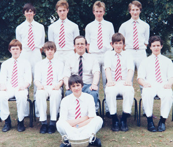 James in the under-14s rowing eight in 1980, standing second from right