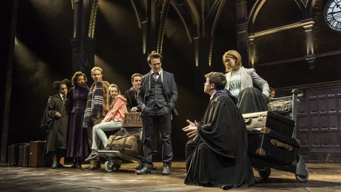 Jamie Parker, third from right, and the cast of ‘Harry Potter and the Cursed Child’. Photo: Manuel Harlan