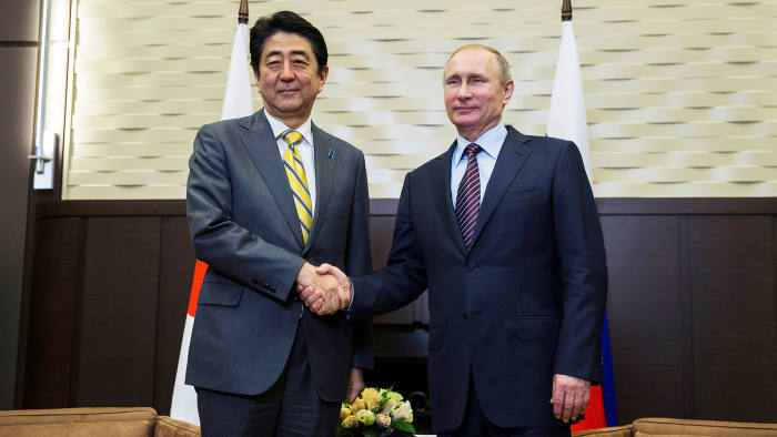 Controversial: Shinzo Abe meets Vladimir Putin in May