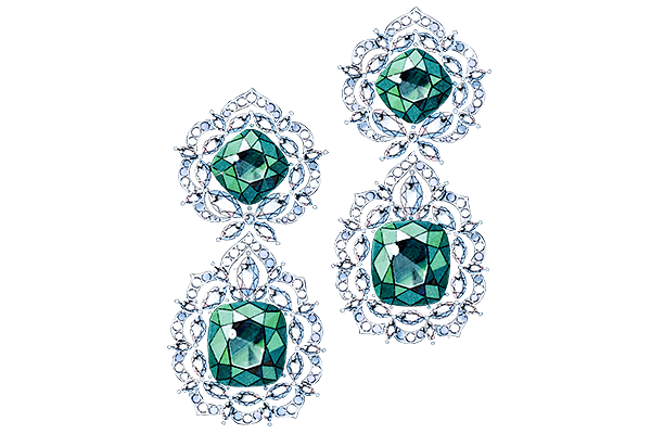 18ct Fairmined gold, emerald and marquise-cut diamond earrings, Chopard Green Carpet Collection, POA