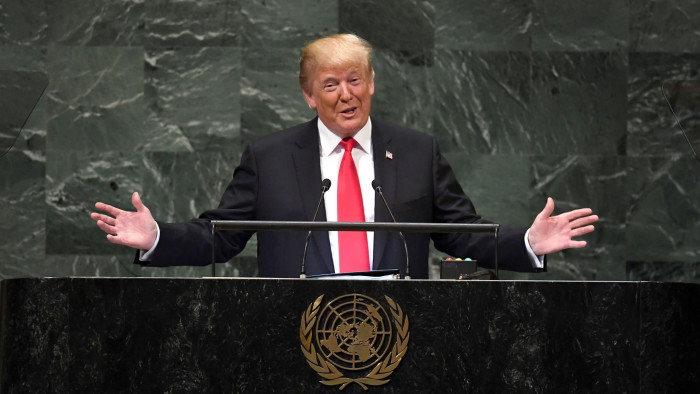 US President Donald Trump addresses the 73rd session of the General Assembly at the United Nations in New York September 25, 2018. (Photo by TIMOTHY A. CLARY / AFP) (Photo credit should read TIMOTHY A. CLARY/AFP/Getty Images)