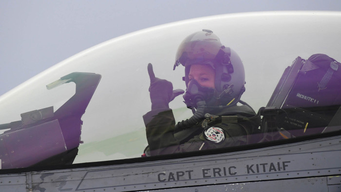 A US pilot gestures from an F-16 jet fighter before taking off during the &quot;Max Thunder&quot; South Korea-US military joint air exercise at a US air base in the southwestern port city of Gunsan on April 20, 2017. The annual drill, involving around 80 aircraft and some 1,500 military personnel, will run until April 28 this year. / AFP PHOTO / JUNG Yeon-JeJUNG YEON-JE/AFP/Getty Images