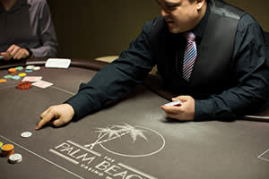 Poker dealer JD at the Palm Beach Casino