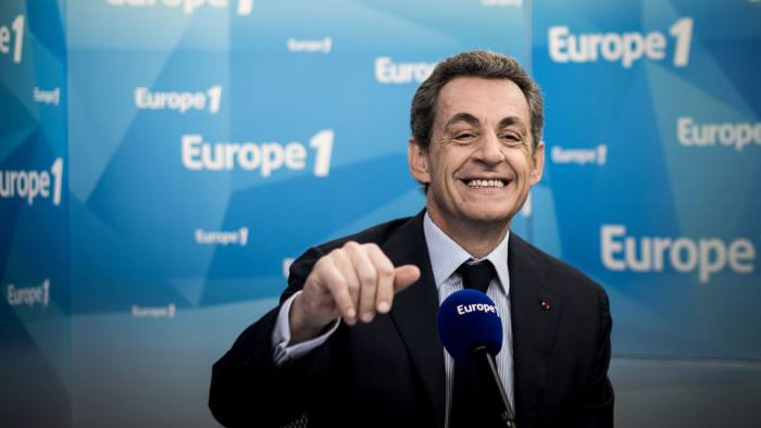 Former French President and President of right-wing opposition Les Republicains (LR) party, Nicolas Sarkozy takes part in a live radio broadcast as part of the program "La Matinale" (The Early Show) on Europe 1 radio station in Paris on June 9, 2016. 
Former president Nicolas Sarkozy, 61, who lost to current President Francois Hollande in 2012, has not officially declared his intention to stand as candidate in France's 2017 presidential election, but few doubt his desire for a return to the Elysee Palace under the banner of his new Republicans party. / AFP PHOTO / PHILIPPE LOPEZPHILIPPE LOPEZ/AFP/Getty Images