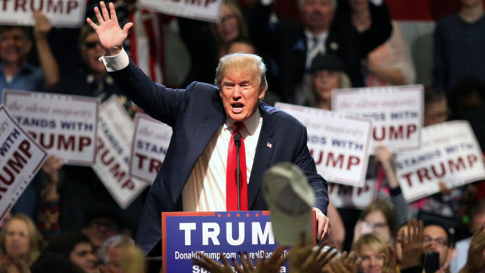 Donald Trump in Nevada last month as part of his campaign for nomination as the Republican candidate for US president