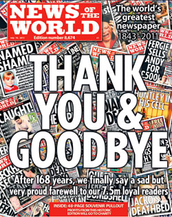 The final edition of the News of the World, July 10 2011