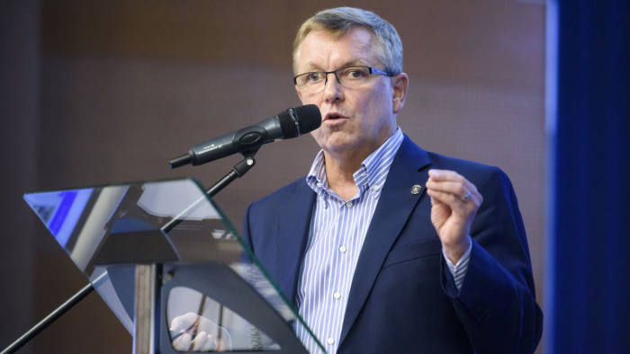 epa06190529 Governor of the National Bank of Hungary Gyorgy Matolcsy holds a lecture during the 55th itinerant conference of the Hungarian Economic Association in Eger, 127 kms northeast of Budapest, Hungary, 07 September 2017. EPA-EFE/PETER KOMKA HUNGARY OUT