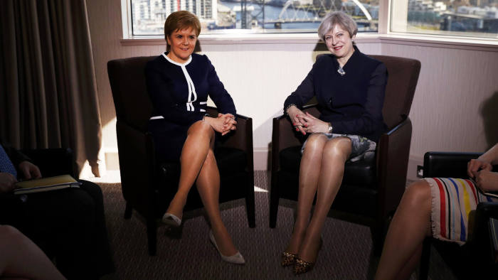 Scottish First Minister Nicola Sturgeon and British Prime Minister Theresa May in Glasgow, Scotland