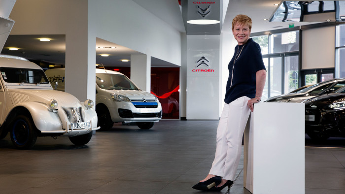Linda Jackson, CEO of Citroen photographed at their headquarters in Paris. Portrait by Magali Delporte for the Financial Times