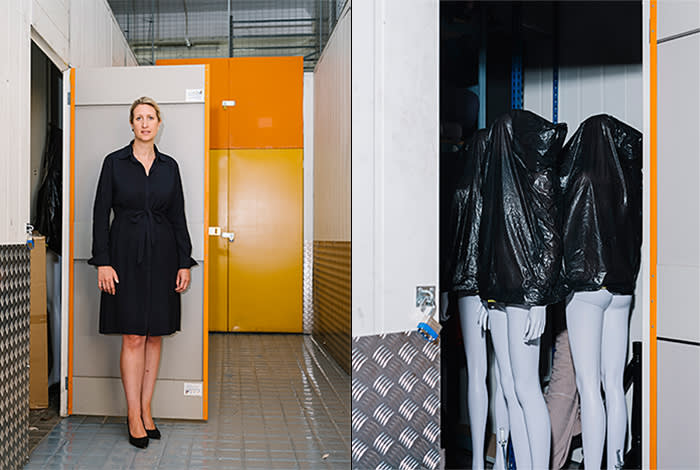 Libby Hart (left) rents two storage units and an office space at Safestore Battersea for her clothing brand Libby London