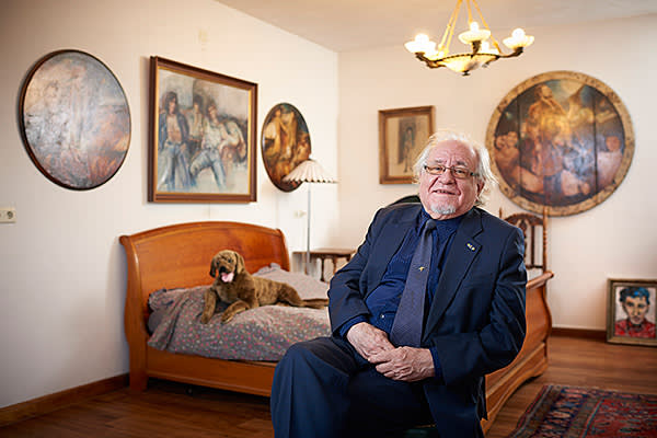 Hans Becker in the bedroom of his Rotterdam apartment