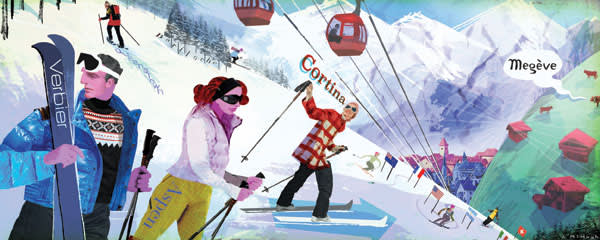 Illustration of high-end ski resorts