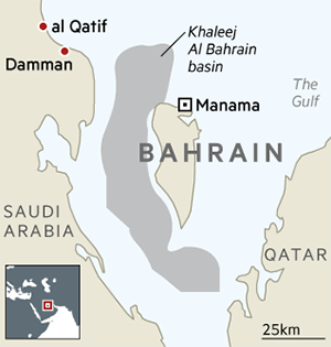 Map showing Khaleej Al Bahrain Basin in Bahrain