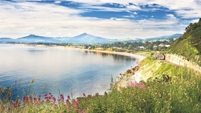 View of the Wicklow Mountains from Killiney Hill, an exclusive area south of Dublin Bay