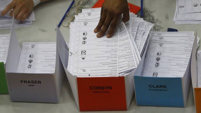 Votes for Labour party leader Jeremy Corbyn pile up at the Islington count in his home constituency