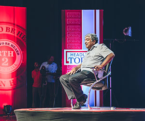 Nilekani fields questions during a televised forum in Bangalore, where a suggestion that he would make a better prime minister than Rahul Gandhi
