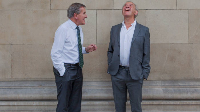 Neil MacGregor and Simon Schama outside the British Museum