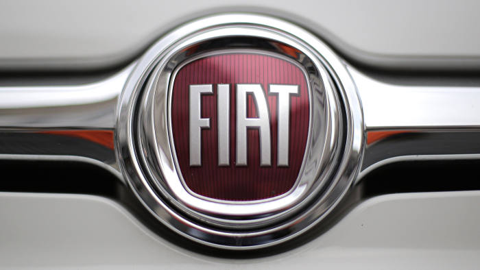The logo of Italian auto maker Fiat