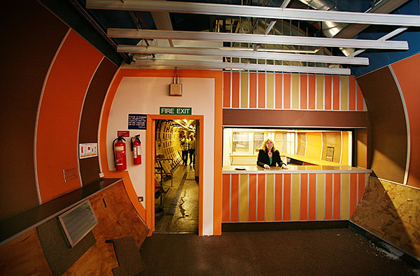 Bar area in a former air raid tunnel in London