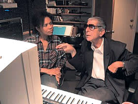 Leonard Cohen and Sharon Robinson on the last day of production for “Ten New Songs”, in her studio in Hollywood
