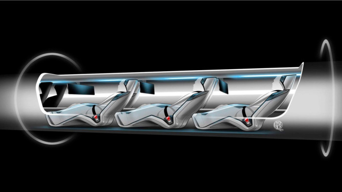 Handout shows a sketch of the proposed &quot;Hyperloop&quot; transport system proposed by billionaire Elon Musk