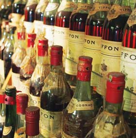 A library of vintage Tiffon cognacs