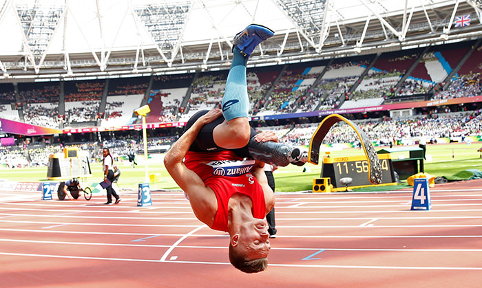 Athletics - IAAF World ParaAthletics Championships - London, Britain - July 18, 2017 Denmark's Daniel Wagner celebrates winning the Men's Long Jump T42 Action Images via Reuters/Peter Cziborra TPX IMAGES OF THE DAY