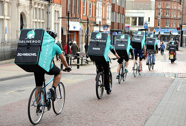 A team of Deliveroo riders in Leicester