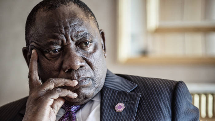 18/4/2018 Cyril Ramaphosa, President of South Africa, photographed during an interview with the Financial Times this afternoon at the Hilton, Park Lane, London.