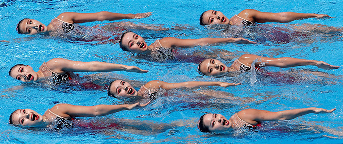 Synchro - 17th FINA World Championships - Women Team Technical Final - Budapest, Hungary - 18 July 2017 - Team China competes. REUTERS/Stefan Wermuth TPX IMAGES OF THE DAY