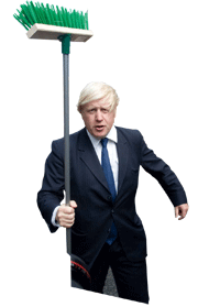Boris Johnson cleaning up after the London riots in August 2011