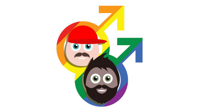 Gay couple in cartoon form