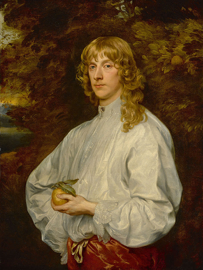 Sotheby's Old Masters Day sale on 30 January STUDIO OF SIR ANTHONY VAN DYCK | PORTRAIT OF JAMES STUART (1612 - 1655), FOURTH DUKE OF LENNOX AND FIRST DUKE OF RICHMOND, AS PARIS HOLDING AN APPLE, HALF-LENGTH
