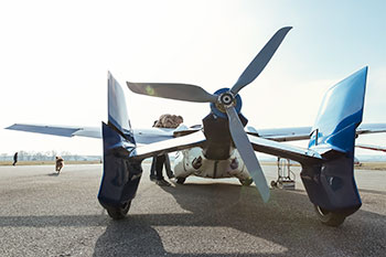A back view of the AeroMobil preparing for take-off