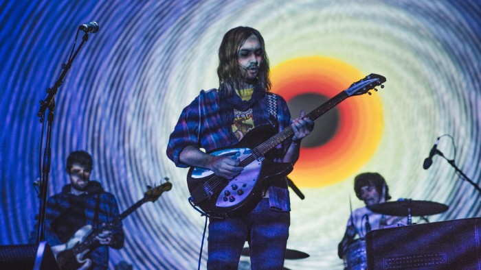 Kevin Parker, centre, and Tame Impala. Photo: Andrew Benge/Getty