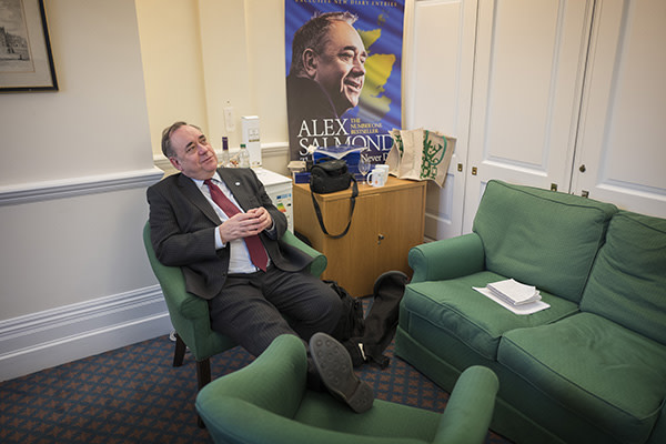 Alex Salmond, Member of Parliament for Gordon and the SNP International Affairs and Europe spokesperson in the House of Commons. To go with Henry Mance interview.