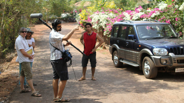 John Dryden (left) in Mumbai recording the radio adaptation of ‘A Fine Balance'