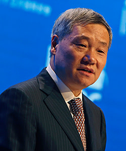 China Securities Regulatory Commission Chairman Xiao Gang addresses the Asian Financial Forum in Hong Kong January 19, 2015