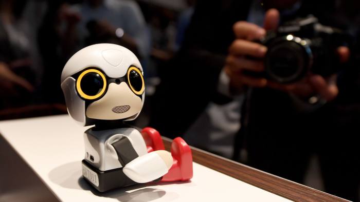 This picture taken on September 27, 2016 shows Toyota Motors' new communication robot 'Kirobo Mini' on dosplay during a press preview in Tokyo.
Equipped with artificial intelligence and a built-in camera, the robot is capable of recognising the face of the person speaking to him and responding in unscripted conversation or even starting a chat. / AFP PHOTO / TOSHIFUMI KITAMURATOSHIFUMI KITAMURA/AFP/Getty Images