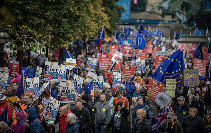 23/08/18 Thousands of people join an anti-brexit demonstration outside the Labour Party conference in Liverpool today.