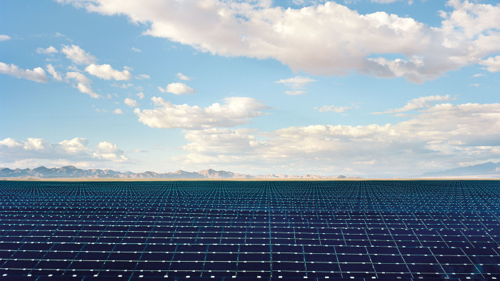 Solar panels in Clark County, Nevada, where First Solar is constructing a 2,000-acre facility with more than 3 million panels