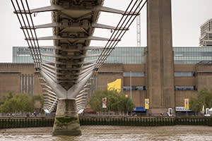 Tate Modern viewed from under the Millennium Bridge