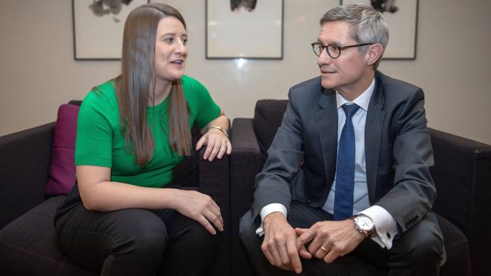 Lily Merrick and Henk Vanhulle. Reverse Mentoring scheme. 26/2/19. Linklaters LLP, One Silk St, London . For an online Special Report.