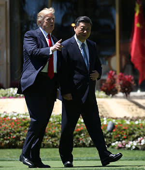 New best friends: Trump and Chinese president Xi Jinping at Trump’s Mar-a-Lago club in Palm Beach, Florida in April