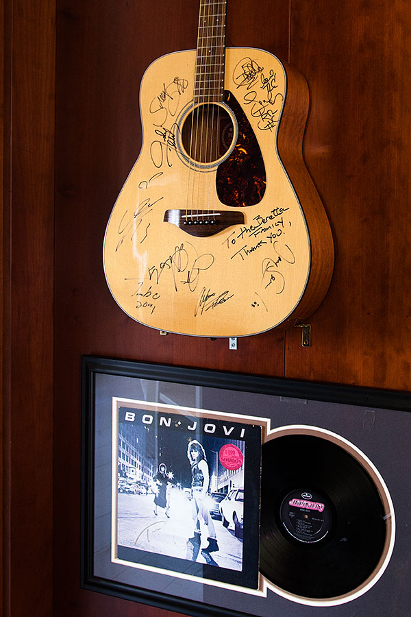 Guitar signed by singer Justin Timberlake and a Bon Jovi LP