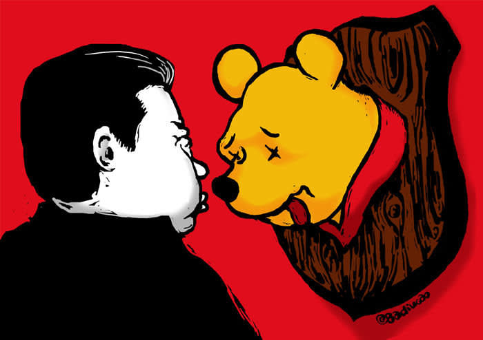 Cartoon featuring the banned Winnie the Pooh