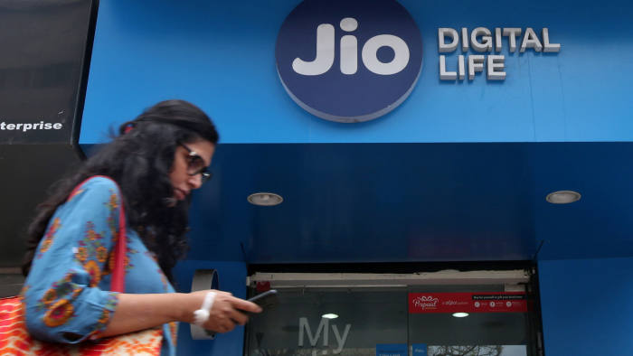 A Jio store in Mumbai. Reliance wants the 350m people who use Jio’s mobile network to use its apps for everything from online shopping to streaming music and movies.