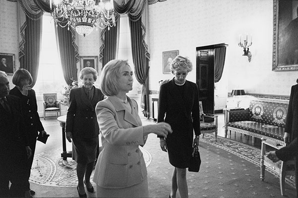 Hillary Clinton with (from left) Ralph Lauren, Anna Wintour, Katharine Graham and Diana, Princess of Wales, September 1996