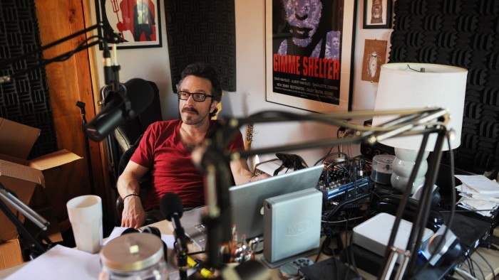 Marc Maron in his studio garage from which he hosts “WTF With Marc Maron”, Los Angeles. Photo: Robert Yager/New York Times/eyevine