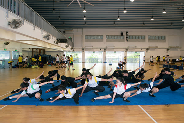 A class in wushu, a modern version of Shaolin kung fu